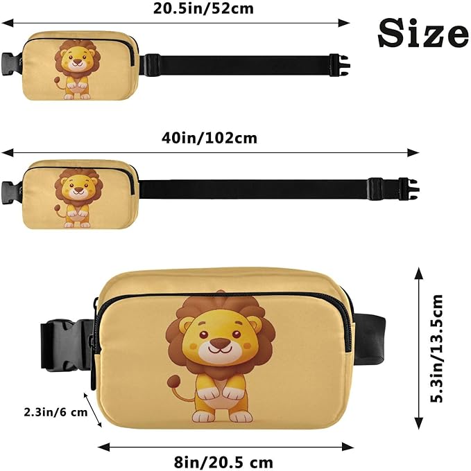 Kawaii Lion Fanny Pack for Women Men Water Resistant Fashion Waist Packs with Adjustable Strap Belt Bag for Travel Workout Jogging Hiking 21218804