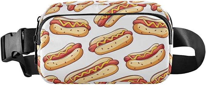 Funny Hot Dog Fanny Pack for Women Men Water Resistant Fashion Waist Packs with Adjustable Strap Belt Bag for Travel Workout Jogging Hiking 21220328
