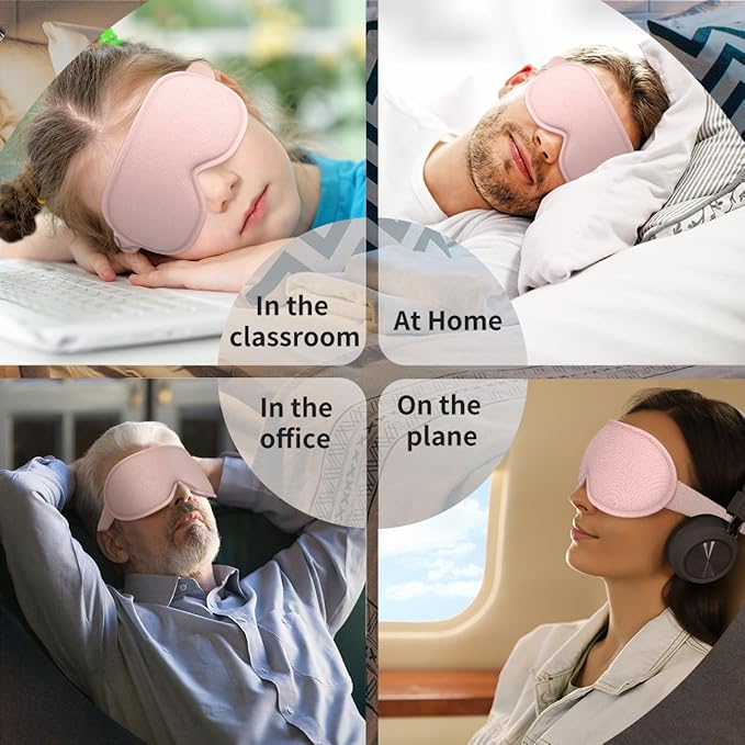 Easysleep Sleep Mask for Side Sleeper Women Men Eye Mask with 3D Contoured Cup Sleeping Mask for Light Blocking Soft Breathable Eye Cover Night Blindfold Mask with Adjustable Strap