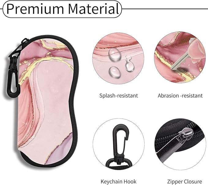 Hion Sunglasses Soft Case Ultra Light Neoprene Zipper Eyeglass Case With Belt Clip