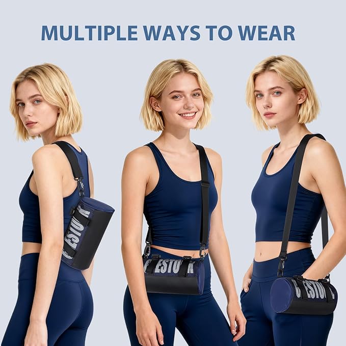 Geestock Mini Gym Bag for Women Men – Lightweight Compact 9'' Crossbody Duffel Bag with Adjustable Strap, Portable Small Gym Bag for Yoga, Workout, Travel, Navy Blue