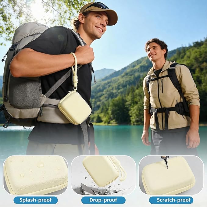 Digital Camera Case for CAMKORY/KODAK PIXPRO FZ45/FZ55/Canon IXUS 285 HS/AbergBest/Sony DSCW800/DSCW830 - Small Travel Compact Camera Holder with Mesh Pocket for SD Card & Accessories (Pale Yellow)