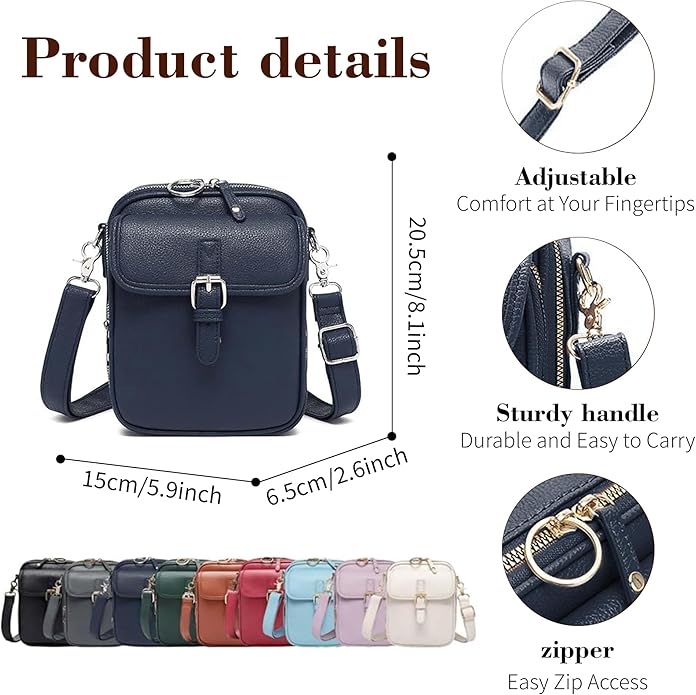 Leather Crossbody Bags for Women Travel Small Crossbody Purse Anti Theft Waterproof Bum Bag with Built in Wallet