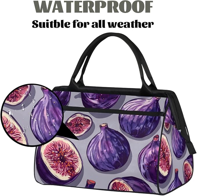 Fig Overnight Weekender Bag for Women Men Travel Duffel Bags Waterproof Luggage Carry on Sports Yoga Gym Bag