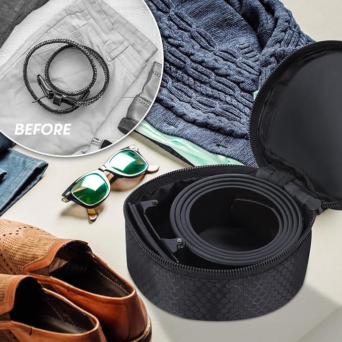 Belt Organizer Case,Travel Belt Storage Holder for Closet Drawer,Display Case for Belts,Ties,Portable Container Storage Holder,Height 2.6inch(Bag Only)
