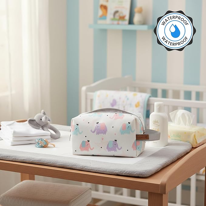 HAMUR HOME Reusable Wet Dry Bag – Water-Repellent Travel Organizer with Protective Inner Lining for Baby Diapers, Swimwear, Gym Clothes, or Toiletries, Elephant Wet Dry Bag