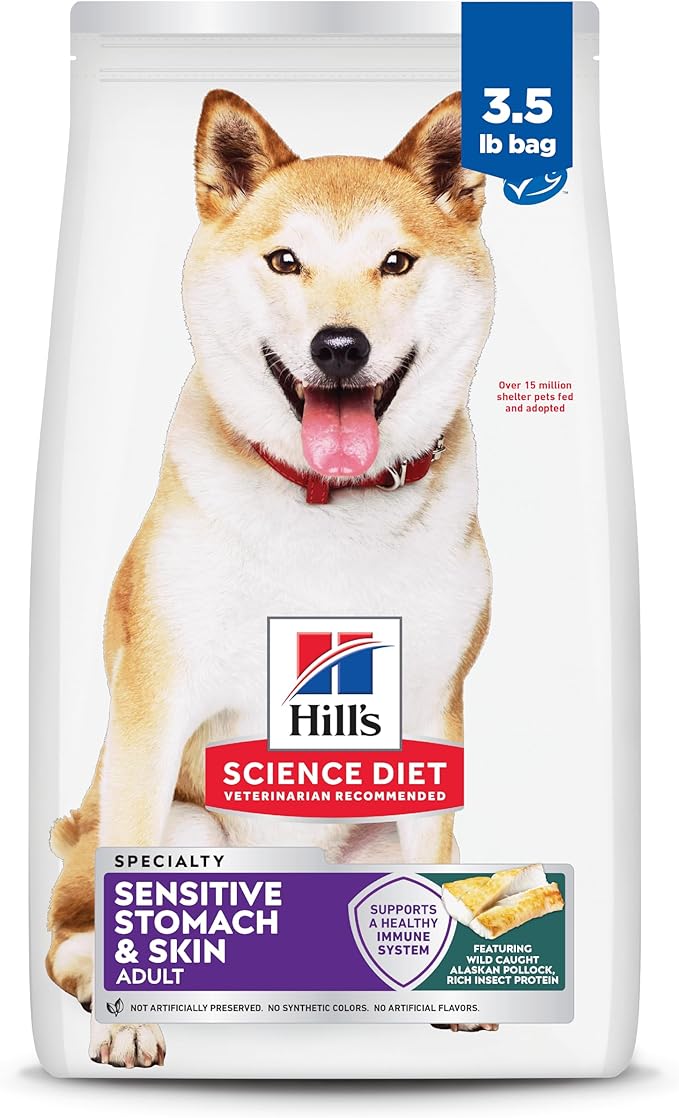 Hill's Science Diet Adult 1-6 Sensitive Stomach & Skin Dry Dog Food, Pollock, Barley, & Insect Recipe, 3.5 lb. Bag