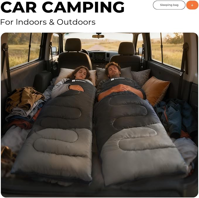 Sleeping Bag for Adults Warm Weather, Compact Lightweight Backpacking Sleeping Bag with Compression Sack, Camping Essentials Gear for Hiking Travel Climbing Outdoor & Indoor Use