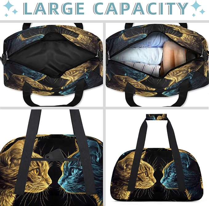 Travel Duffle Bag for travel duffle bag sports Girls Boys Kids Warm Cool Colors Cat Lightweight Overnight Sleepover Weekender Bags Small Dance Gym Sport Bag Teens Carry-On Size Workout Bag