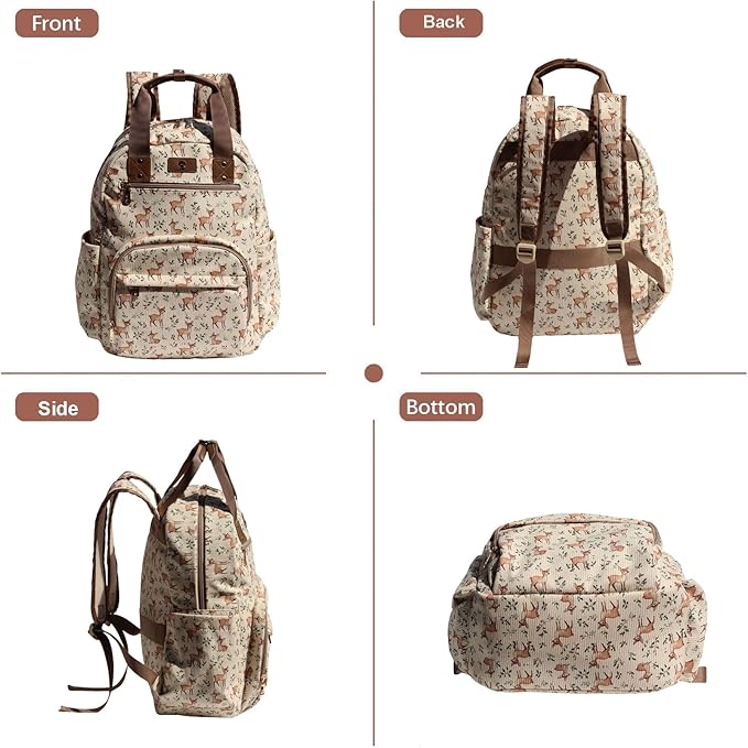 Diaper Bag Backpack, Large Capacity Multifunction Baby Essentials Fashion Travel Pack Linen Canvas office Laptop Bag (Corduroy Fawn)