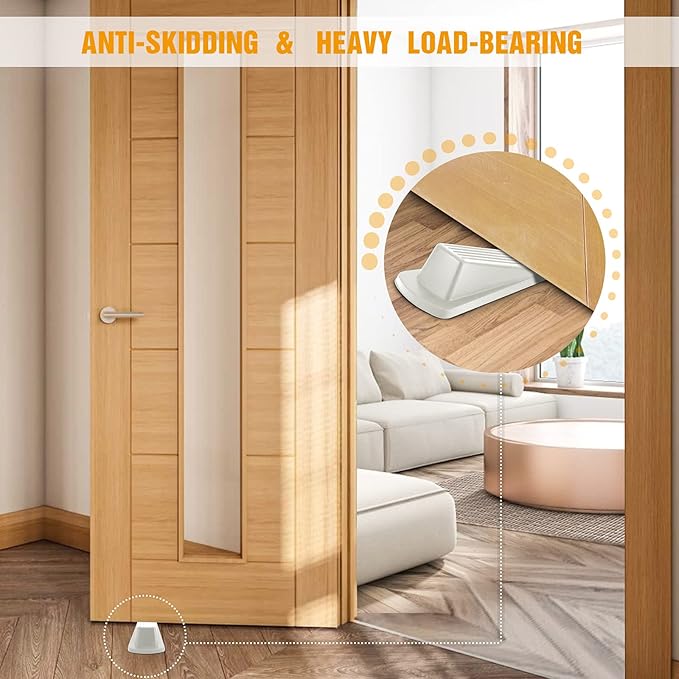 Crosize 5 Pack Door Stoppers for Bottom of Door, Premium Rubber Door Stops, Sturdy Door Wedge for Carpet, Tile, Concrete, Wood, Door Holder for Heavy Duty Door, White