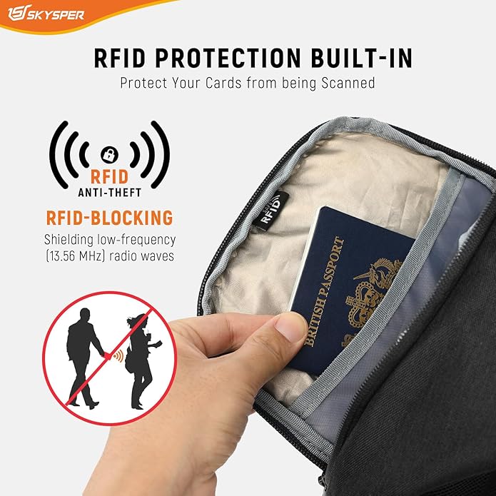 SKYSPER Sling Bag Anti Theft Crossbody Bag RFID Lightweight Travel Shoulder Chest Bag for Hiking Walking