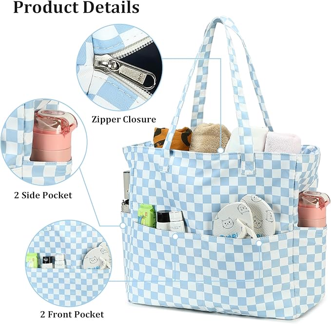 LEDAOU Beach Bag Waterproof Sandproof Women Beach Tote Pool Bag with Zipper for Swim Gym Grocery Travel with Wet Pocket | Sandproof, with Zipper, for Gym, Grocery, Travel, with Wet Pocket