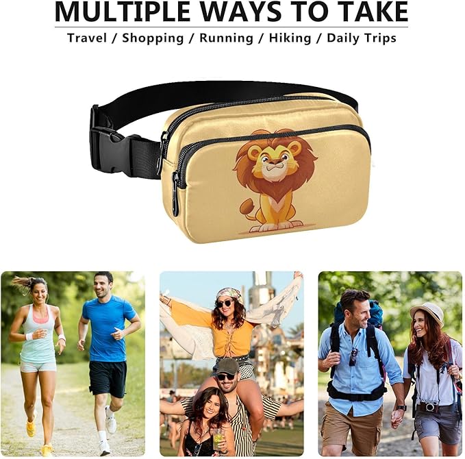 Kawaii Lion Fanny Pack for Women Men Water Resistant Fashion Waist Packs with Adjustable Strap Belt Bag for Travel Workout Jogging Hiking 21218805