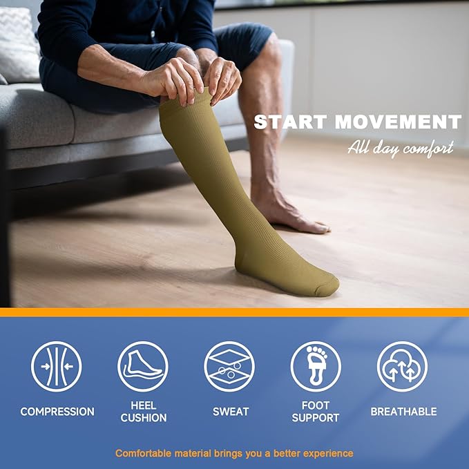 bropite Flora Compression Socks for Women & Men-Knee high 6 Pairs 20-30mmhg Support Running Nurse Travel