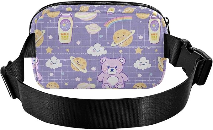 Kawaii Bear Milk Universe Fanny Pack for Women Men Water Resistant Fashion Waist Packs with Adjustable Strap Belt Bag for Travel Workout Jogging Hiking 21219116