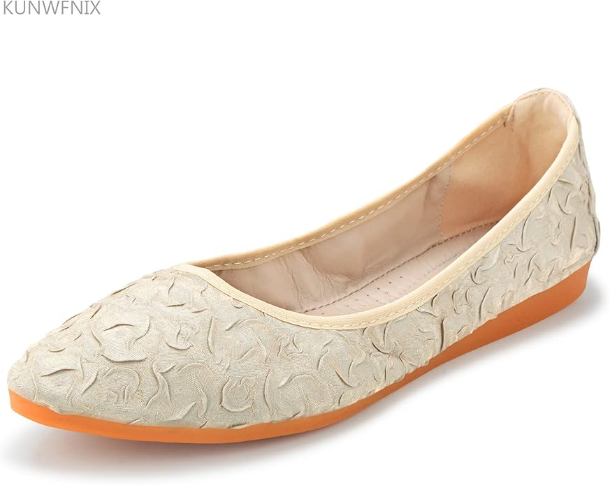 KUNWFNIX Women Ballet Flats Rhinestone Wedding Ballerina Shoes Foldable Sparkly Comfort Slip on Flat Shoes