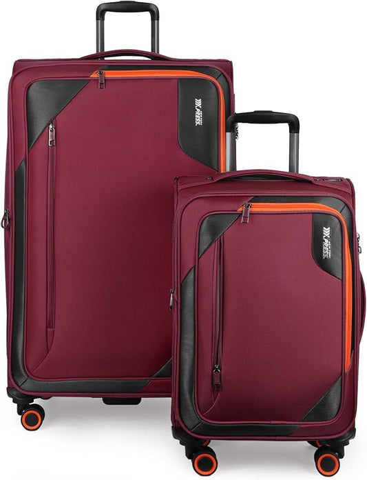 2-Piece Set (22in/32)Softside Expandable 20% Luggage w/TSA LOCK,Front Opening Softside Luggage Sets w/Spinner Wheels,Lightweight Travel Luggage Rolling Suitcase for Men/Women（Burgundy,22in/32in）