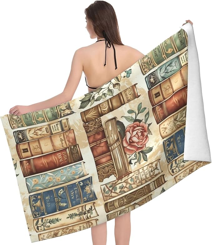 Microfiber Beach Towel, Flower Book Beach Towels 32x52in,Quick Dry, Sand Free, Ultra Soft & Oversized Towel for Travel, Outdoor, Bathroom, Swimming - Ideal for Pool, Camping, Yoga, or Gift Decor