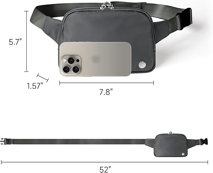 Anti Theft Fanny Pack 2L Belt Bag Crossbody Bag for Women Men Rfid Blocking Sling Waist Bags for Travel, Gray