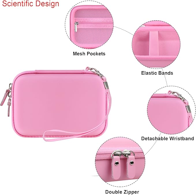 Elonbo Carrying Case for Make It Real Snap N' Glam Hair Styling Set, Girls Hair Styling Tool Storage Bag, Butterfly Gem Travel Organizer, Pocket fits Reusable Bead Clips, Gems Accents, Dark Pink