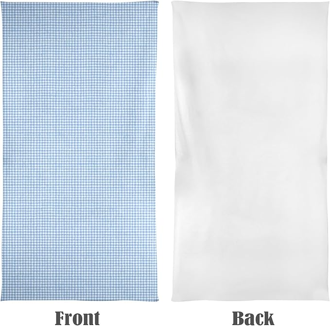 Tiny Blue Checkered Microfiber Beach Towel 29"x58" Soft Large Thin Sand Free Quick Dry Absorbent Compact Towels for Swimming Pool Camping Beach Accessories Vacation Essentials