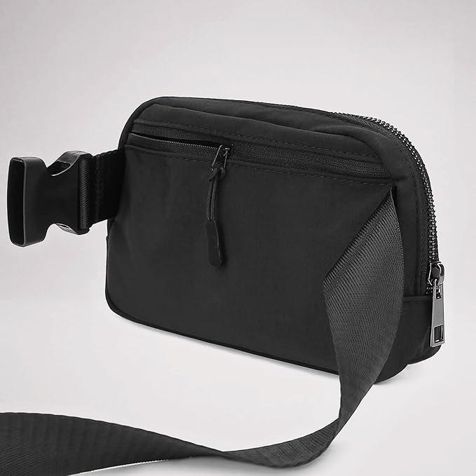 Fanny Pack Crossbody Bag Trendy Waterproof Small Sling Cross Body Purse for Women Men Fashion Waist Packs Mini Belt Pouch Chest Bum Hip Bag Lulu Dupes for Travel Vacation Running Black