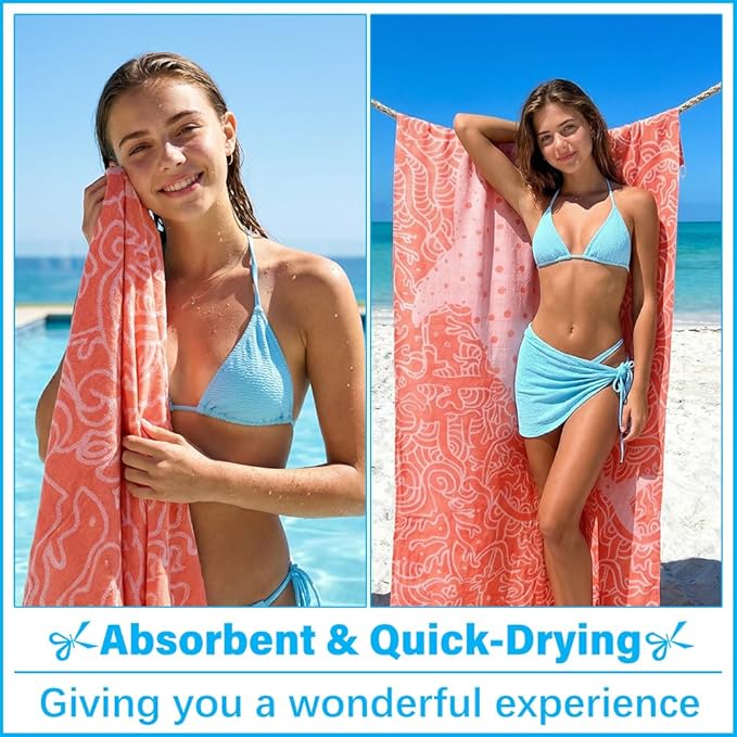 Thin Turkish Beach Towel Lightweight Soft Cotton Extra Large XL Oversized Sand Free Sandproof Absorbent Quick Dry Towels Cloud Bath Pool Travel Compact Essentials Accessories for Adult Gifts