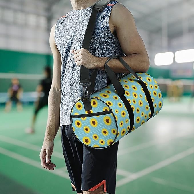 Gym Sports Travel Workout Bag Sunflower Blue Dance Yoga Gymnastics Bag Basketball Football Weekender Bags for Men Women