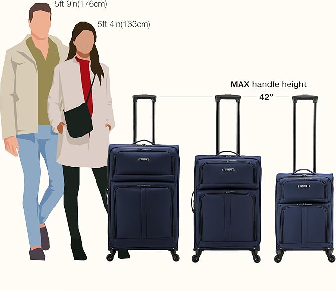 U.S. Traveler Anzio Softside Expandable Luggage with Spinner Wheels, Navy, 22-Inch Carry-on