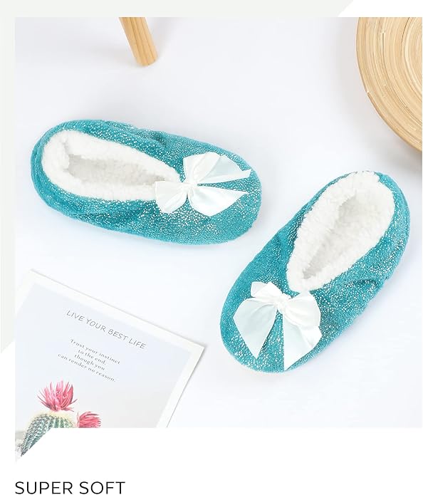 Panda Bros Slipper Socks for Women Grippers, Fuzzy Cozy Fleece Slipper Socks, Soft, Warm House Slippers