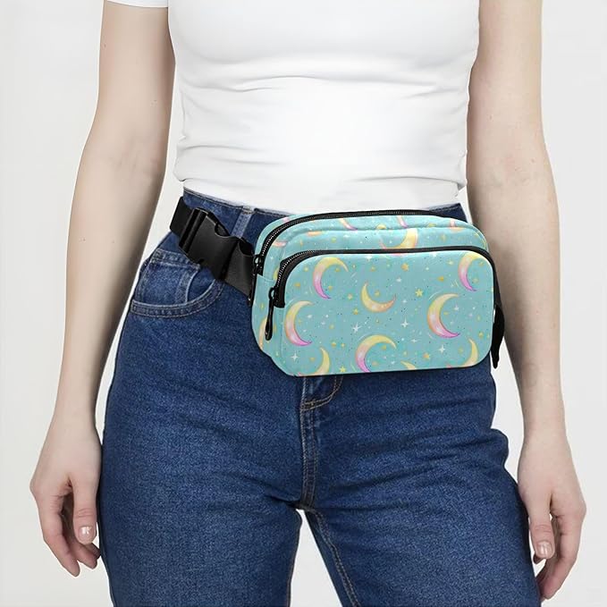 Gradient Moons Star Fanny Pack for Women Men Water Resistant Fashion Waist Packs with Adjustable Strap Belt Bag for Travel Workout Jogging Hiking 21219043