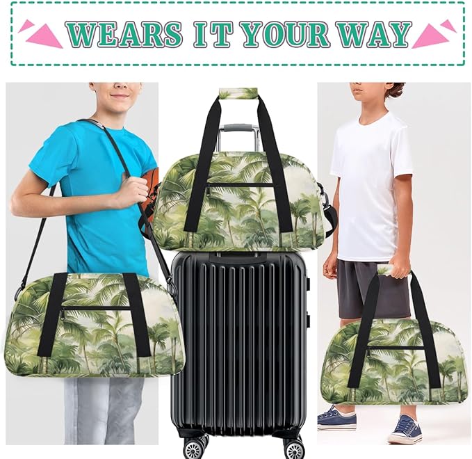 Green Forest Language Kids-Duffel-Bags Gymnastics Dance Bag Carry-On Overnight Travel Gym Lightweight Dance Sports Bags For Girls Boys Kids，