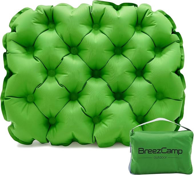 Inflatable Seat Cushion, Lightweight Stadium Seat Pad, Travel Air seat Cushion Anti-Slip for Airplane, Hiking, Climbing, Home and Camping,Green