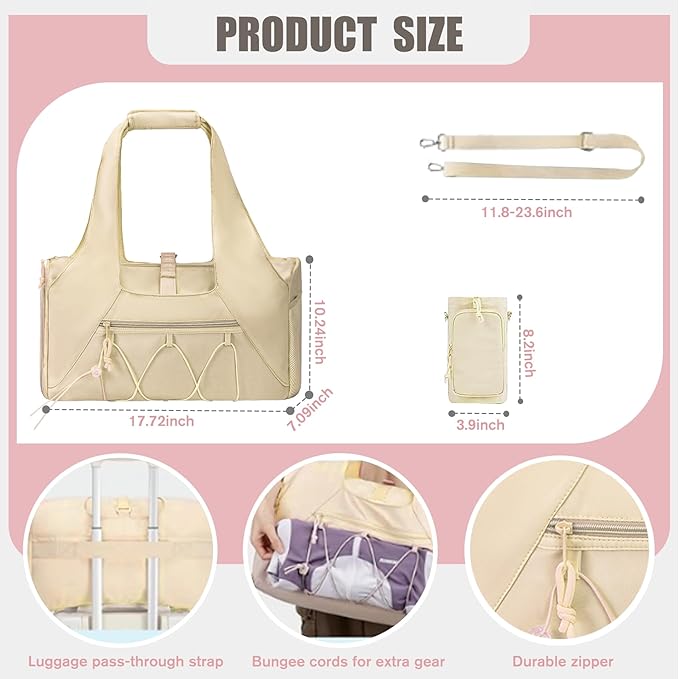 Gym Bag for Women & Men Duffle Bag with Shoes Compartment and Wet Compartment - Ideal for Travel, Gym, Sports, Duffel, Weekender, Dance
