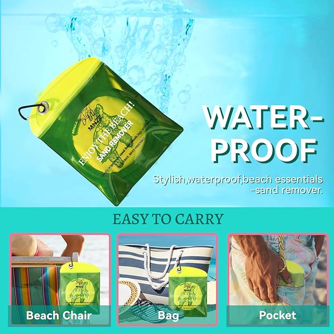 MNZZ Beach Sand Remover Bag Sand Eraser Quick Dry Pouch for Travel Pool Picnic Blanket Chair Cover Umbrella Tent Shell Toy Shovel Canopy Shade Hat Holder Clip Outdoor Accessories