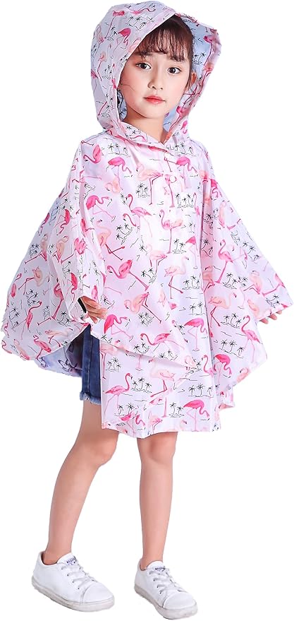 Spmor Kids Rain Poncho Hooded Jacket Rain Coat