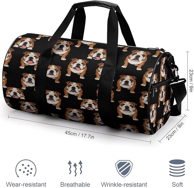 Lightweight Travel Sports Carry On Bag English Bulldogs Basketball Football Weekender Bag Sport Gym Fitness Tote