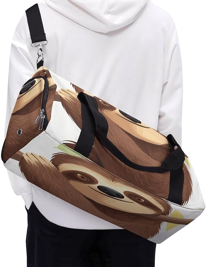 Sloth Gym Bag Lightweight ，Travel Duffle Bag with Shoe Compartment，Gym Bag for Women for Overnight, Weekend, Yoga, Gym, Business Trips, Sport And Hospital.