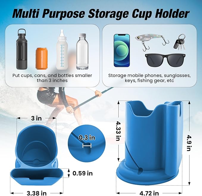 Kayak Cup Holder, Cup Paddle Board, Paddle Board Accessories Surfboards, Canoes and Kayak Accessories for Types of Cup Bottle Drink
