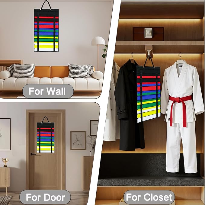 Dynoro Karate Belt Display Rack Holds 12 Belts - Premium Wall Mountable Martial Arts Belt Organizer for Karate, Taekwondo, Judo & BJJ, Ideal Gift for Learners, Teens and Adults (Belt Not Included)