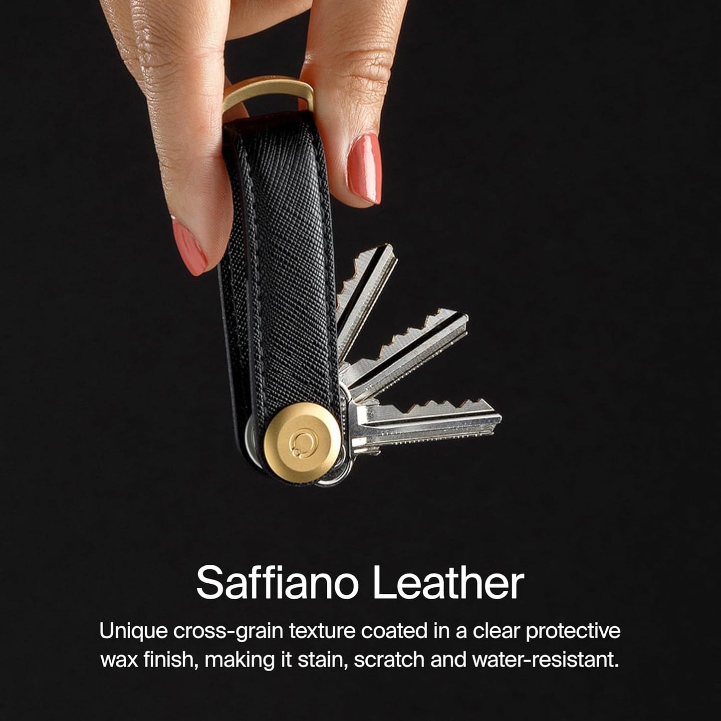 Orbitkey Saffiano Leather Key Organiser | Holds up to 7 keys, Oxford Navy