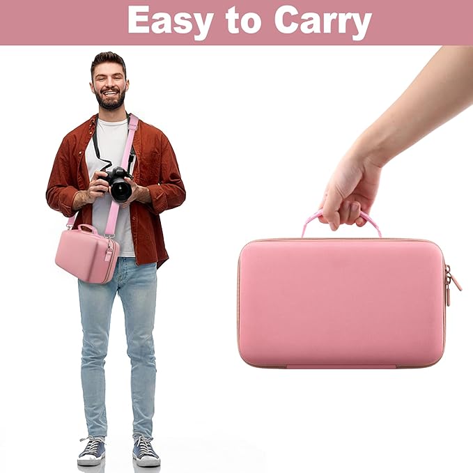 khanka Camera Case for Canon EOS Rebel T7/T100/T6/R50/R100/R5/R7/R8/R6 Mark II/SL3 DSLR Camera,Travel Protective Carrying Case for Canon EOS Rebel Camera and 18-55mm/18-45mm Lens(Pink Case Only)