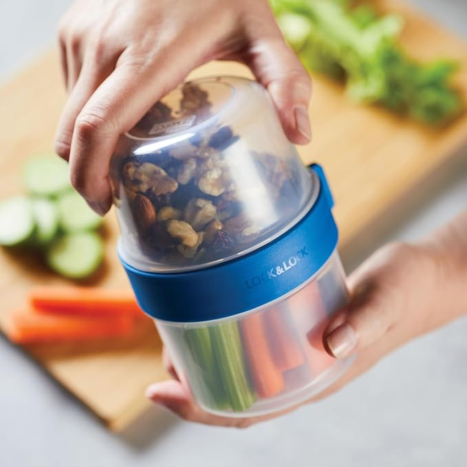 LocknLock LOCK & LOCK Easy Essentials Twist Two Way Container Food Storage Bin, BPA-Free/Dishwasher Safe, 12-Piece Set, Clear (Pack of 4)
