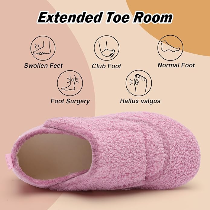BARERUN Slippers for Women Men Wide House Diabetic Shoes for Women Men Warm Arthritis Edema Swollen Neuropathy Socks Slip on Adjustable Fuzzy Comfy Soft Womens Mens Bedroom Sliipers