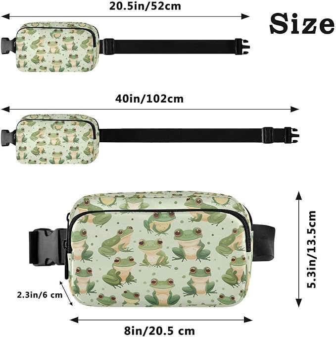 Cute Frogs Fanny Pack for Women Men Water Resistant Fashion Waist Packs with Adjustable Strap Belt Bag for Travel Workout Jogging Hiking 21220158