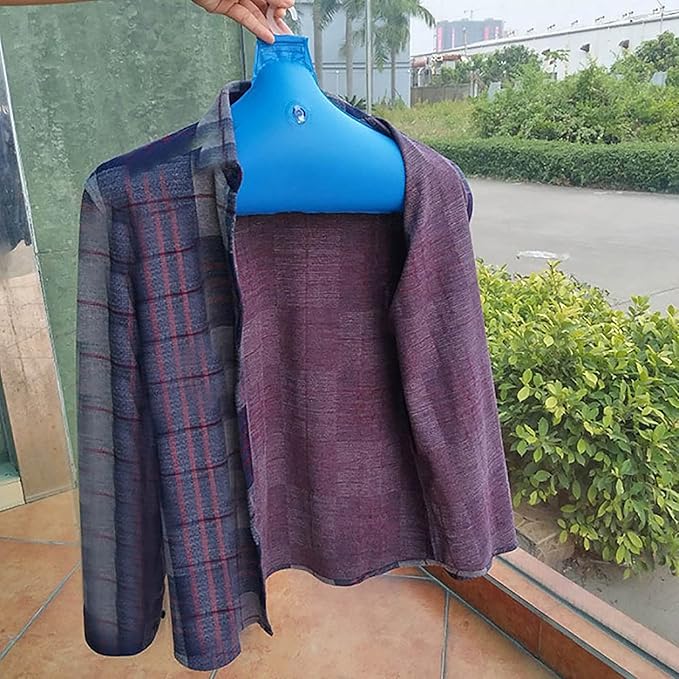 5Pcs Inflatable Clothing Hanger for Travel, Outdoor Clothes Hanger Rack Non-Slip Portable Coat Holder, Blue