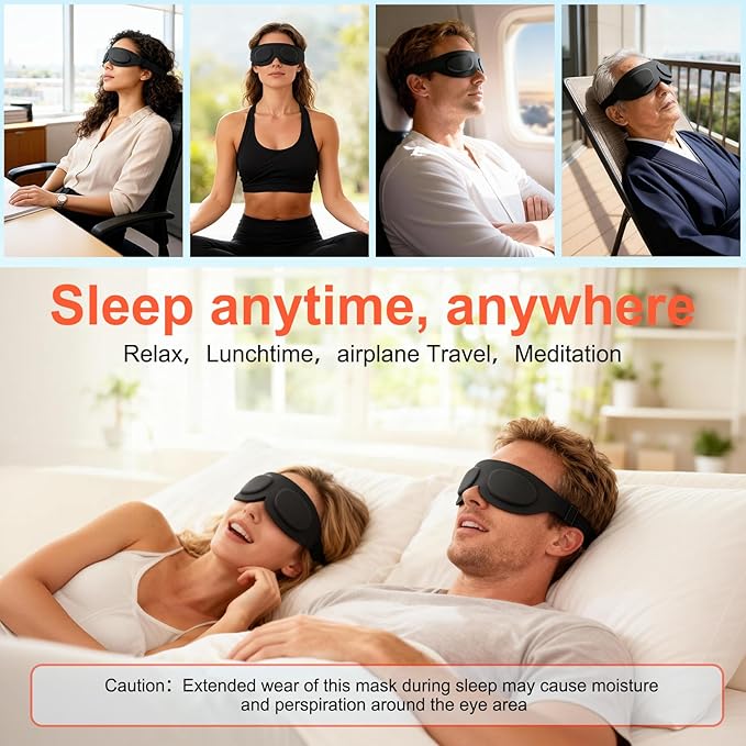 TSYL Sleep Eye Mask for Travel: Fully Silicone 3D Contoured Sleeping Masks, Relieves Dry Eyes, Super Soft Lightweight Design for Side Sleepers, Blackout Women Eye Covers for Sleeping
