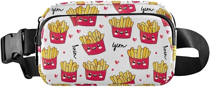 Kawaii Potato Franch Fries Fanny Pack for Women Men Water Resistant Fashion Waist Packs with Adjustable Strap Belt Bag for Travel Workout Jogging Hiking 21219321