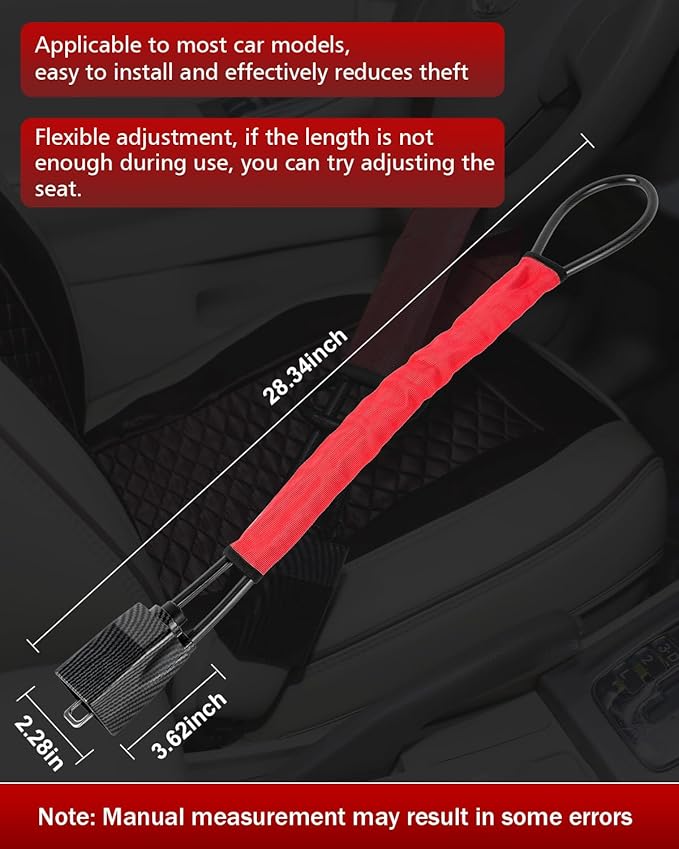 Upgraded car Steering Wheel Lock, seat Belt Lock and Anti-Theft Device, Water Transfer Printing Process, 3 Keys, Multi-Functional, Suitable for Most Vehicles, SUVs and Golf cart Security (red).